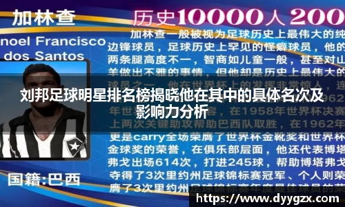 刘邦足球明星排名榜揭晓他在其中的具体名次及影响力分析